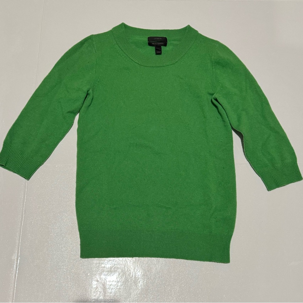 J. Crew Bright Green Scoop Neck Sweater